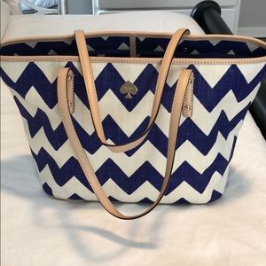 KATE SPADE. Blue & white chevron tote. Rarely used